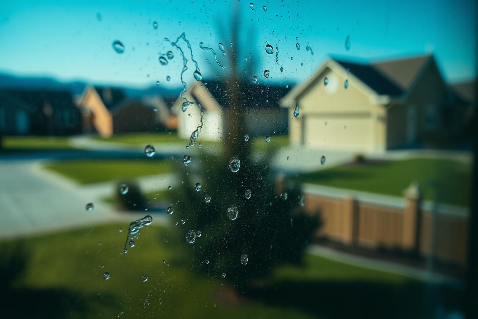 Hard water spots on a Utah County window